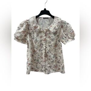 Chic Floral Beige Blouse